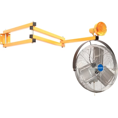 Global Industrial Triple Arm Dock Light w/ 18in 3-Speed Fan, 90in Reach, Par38 Bulb Compatible 298811